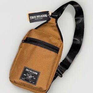 NEW WITH TAGS True Religion Tan and Black Crossbody Sling Bag